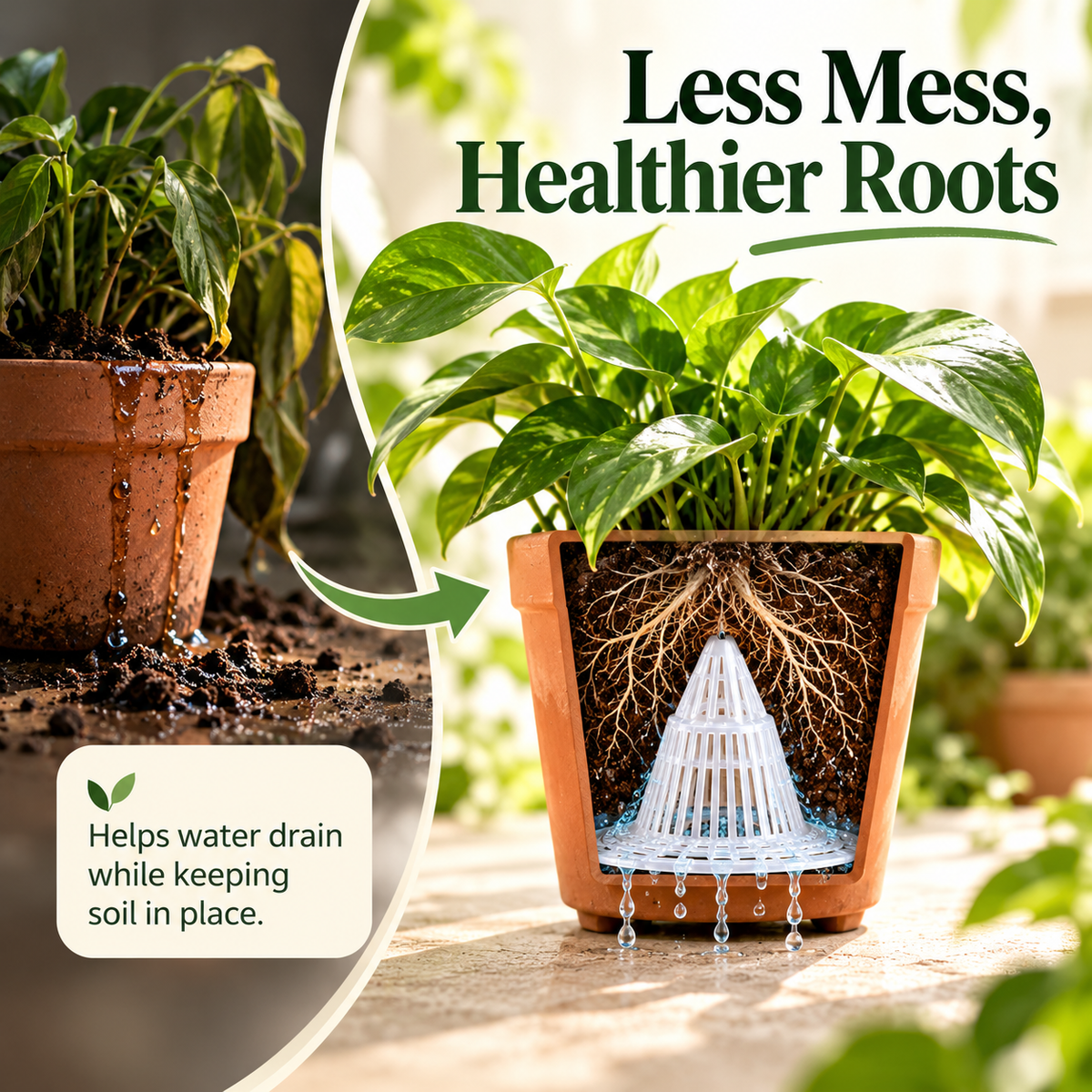 🌱 Raised 3D Plant Pot Drainage Mesh Pads – Non-Clogging Soil Retention Liners 🌿