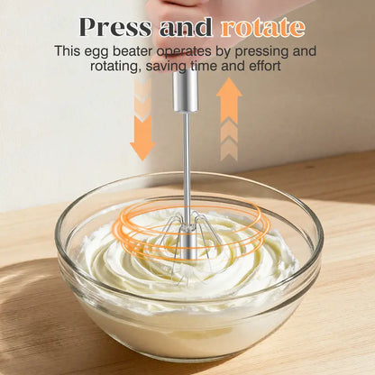 🔥 50% OFF Stainless Steel Hand-Push Rotary Whisk 🥄 Mix Faster in Seconds