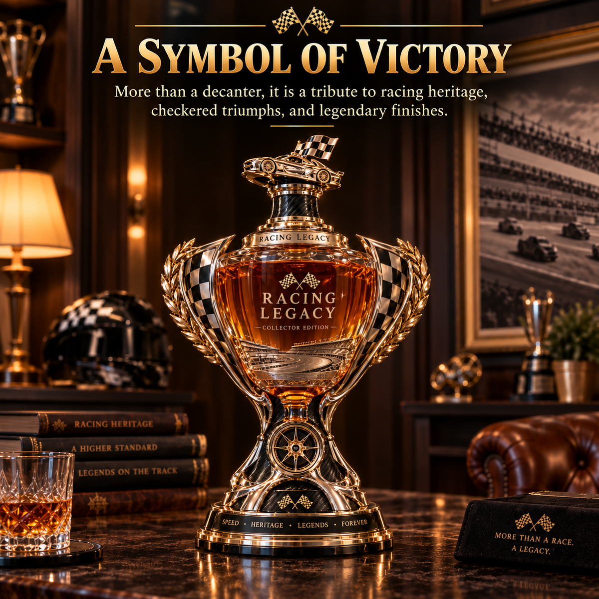 🏁 Racing Legacy Trophy Whiskey Decanter – Collector’s Edition 🏆