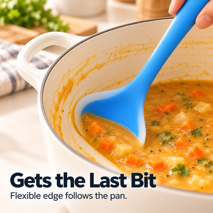 🥣 Heat-Resistant Flexible Silicone Kitchen Soup Ladle with Non-Stick Scraping Edge 🍳