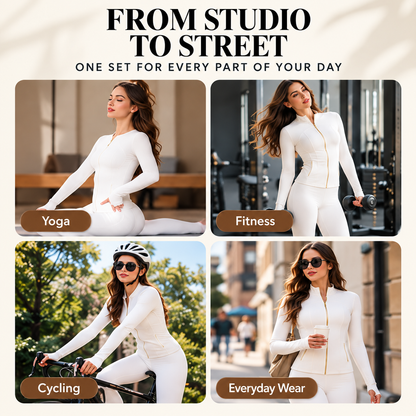 ✨ Sculpt-Seamless 2-Piece Athletic Performance Jacket & High-Waist Leggings Active Set 🏃‍♀️