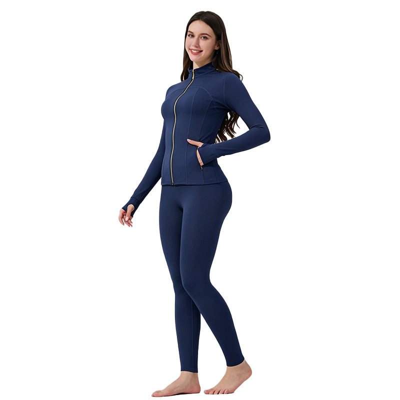 ✨ Sculpt-Seamless 2-Piece Athletic Performance Jacket & High-Waist Leggings Active Set 🏃‍♀️