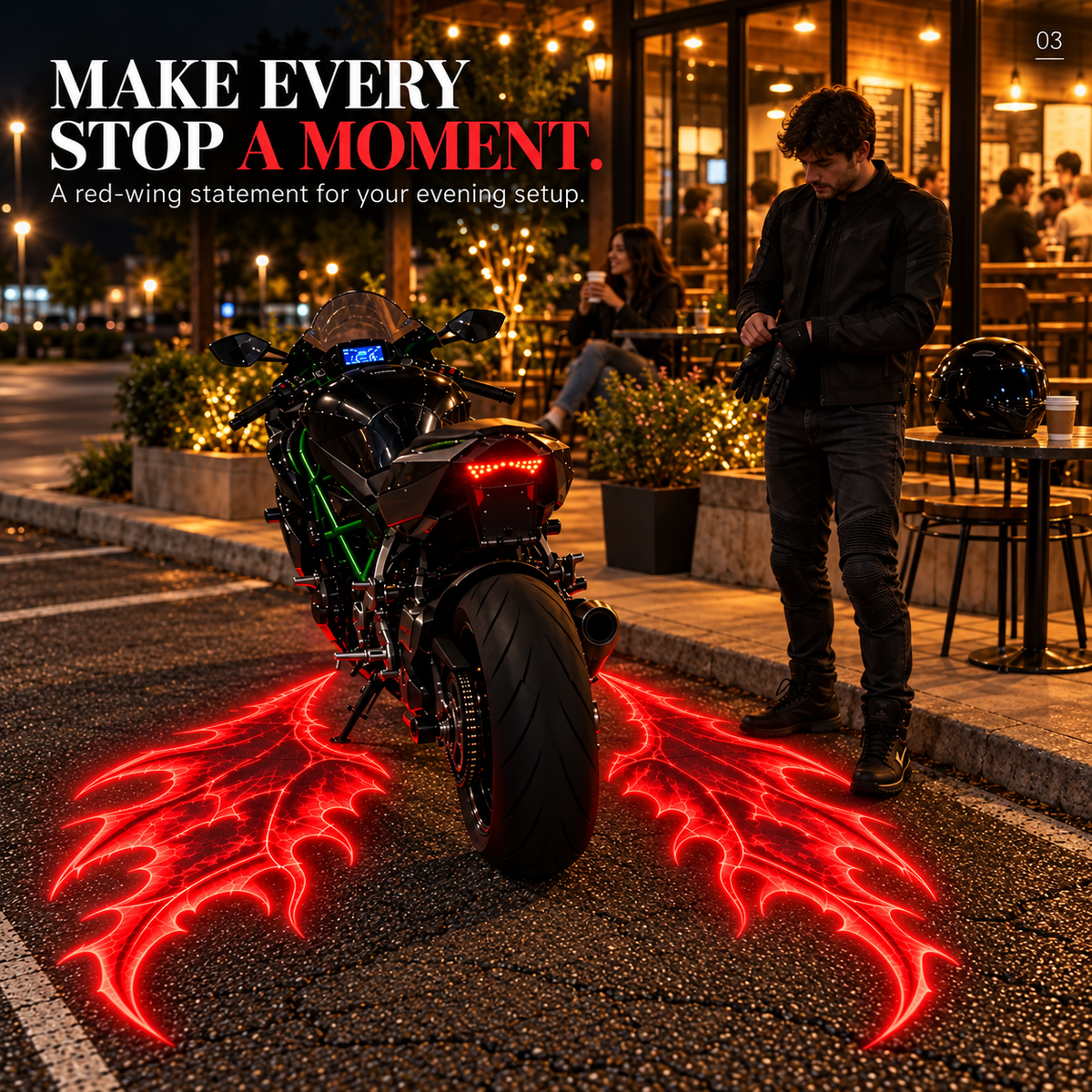 🏍️ Motorcycle Wing Projection Lights 🪽 After-Dark Ground Projectors