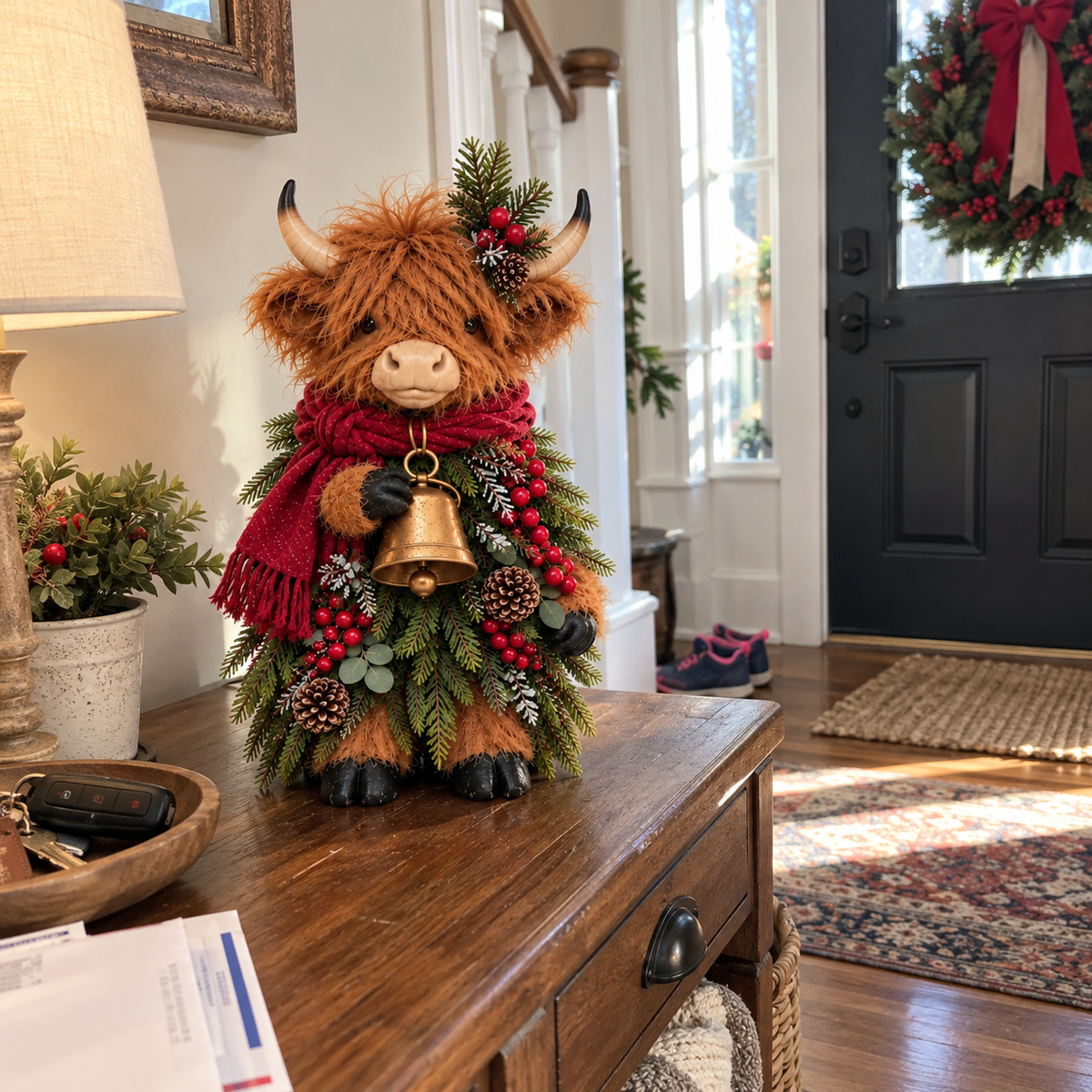 🐮 Christmas Highland Cow Decor 🎄 Cozy Farmhouse Holiday Accent