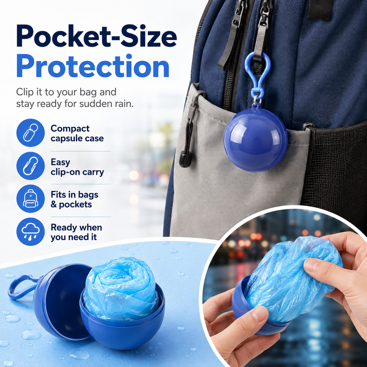 🌧️ 50% OFF Pocket-Sized Disposable Rain Poncho Capsule