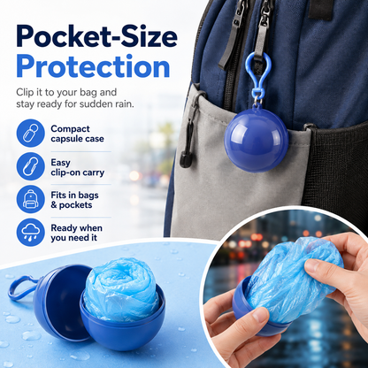 🌧️ 50% OFF Pocket-Sized Disposable Rain Poncho Capsule