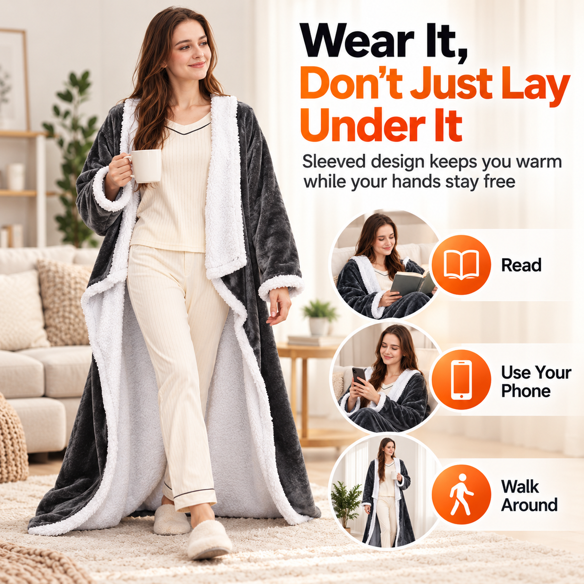 🔥62% OFF Wearable Heated Blanket with Sleeves – 8 Heat Levels & 6 Timer Settings