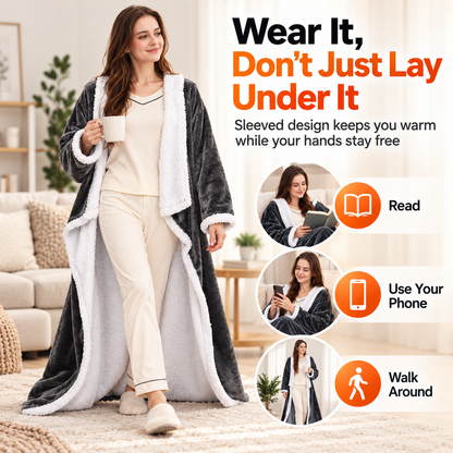 🔥62% OFF Wearable Heated Blanket with Sleeves – 8 Heat Levels & 6 Timer Settings