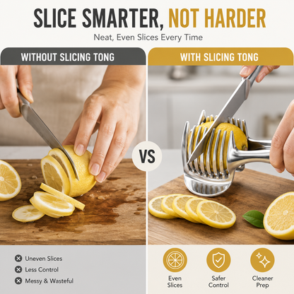 🔥 50% OFF Multi-Function Slicing Tong – Perfectly Even Slices in Seconds 🍅
