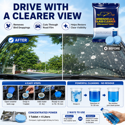 🔥 48% OFF Concentrated Windshield Cleaner Tablets – Up to 4L Per Tablet