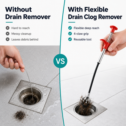 🚿 50% OFF Flexible 4-Claw Drain Grabber ⚡ Reach Deep Into Curved Pipes