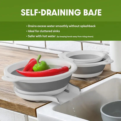 🥗 50% OFF 3-Size Collapsible Colander Set ✨ Includes Self-Draining Base