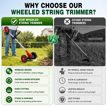 🔥 50% OFF 3-in-1 Cordless Weed Whacker with Adjustable Handle & Removable Support Wheels