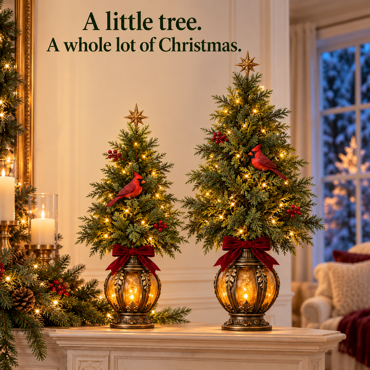 🐦🎄 Cardinal Glow Trees™ | Lighted Christmas Lantern Decor