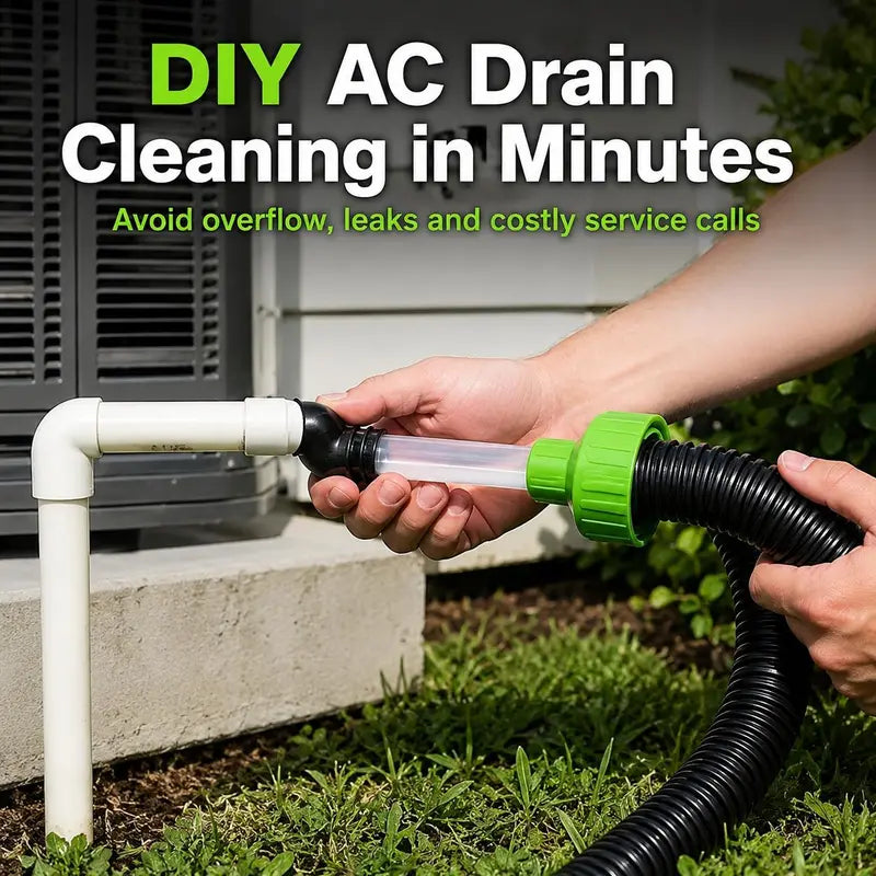 ❄️ 49% OFF AC Drain Line Cleaner Adapter – Universal HVAC Condensate Pipe Unclogger