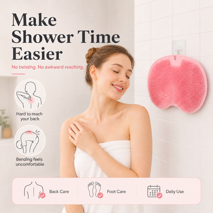 🔥 50% OFF 4-Pack Silicone Shower Scrubber Mats – Hands-Free Back & Foot Cleaning