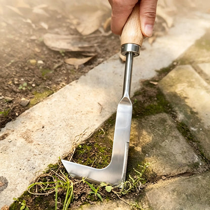 Stainless Steel Crevice Weeder with Ergonomic Wooden Handle – Manual Weed Remover for Patio, Pathways & Yard