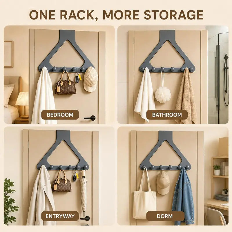 🏡 More Space, Less Clutter! ✨ No-Drill Door Hook Rack for Bags & Clothes