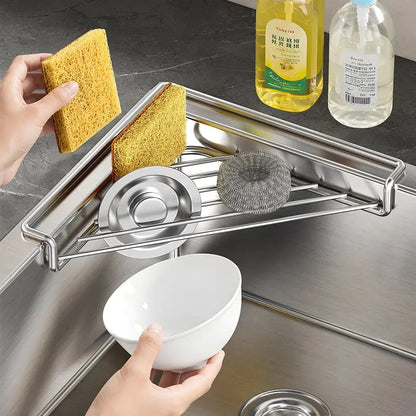 ✨ 50% OFF — Triangular Sink Draining Rack That Turns Corners Into Storage