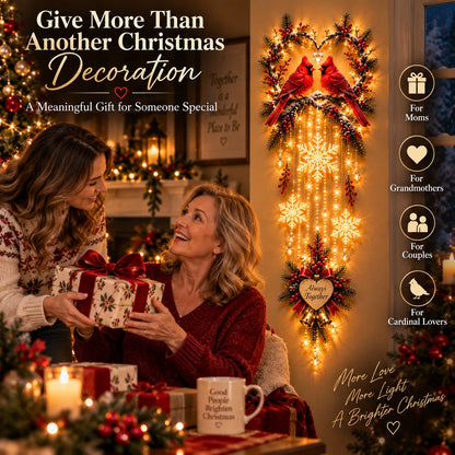 🐦✨ Two Hearts in Winter™ | Lighted Cardinal Christmas Wall Decor