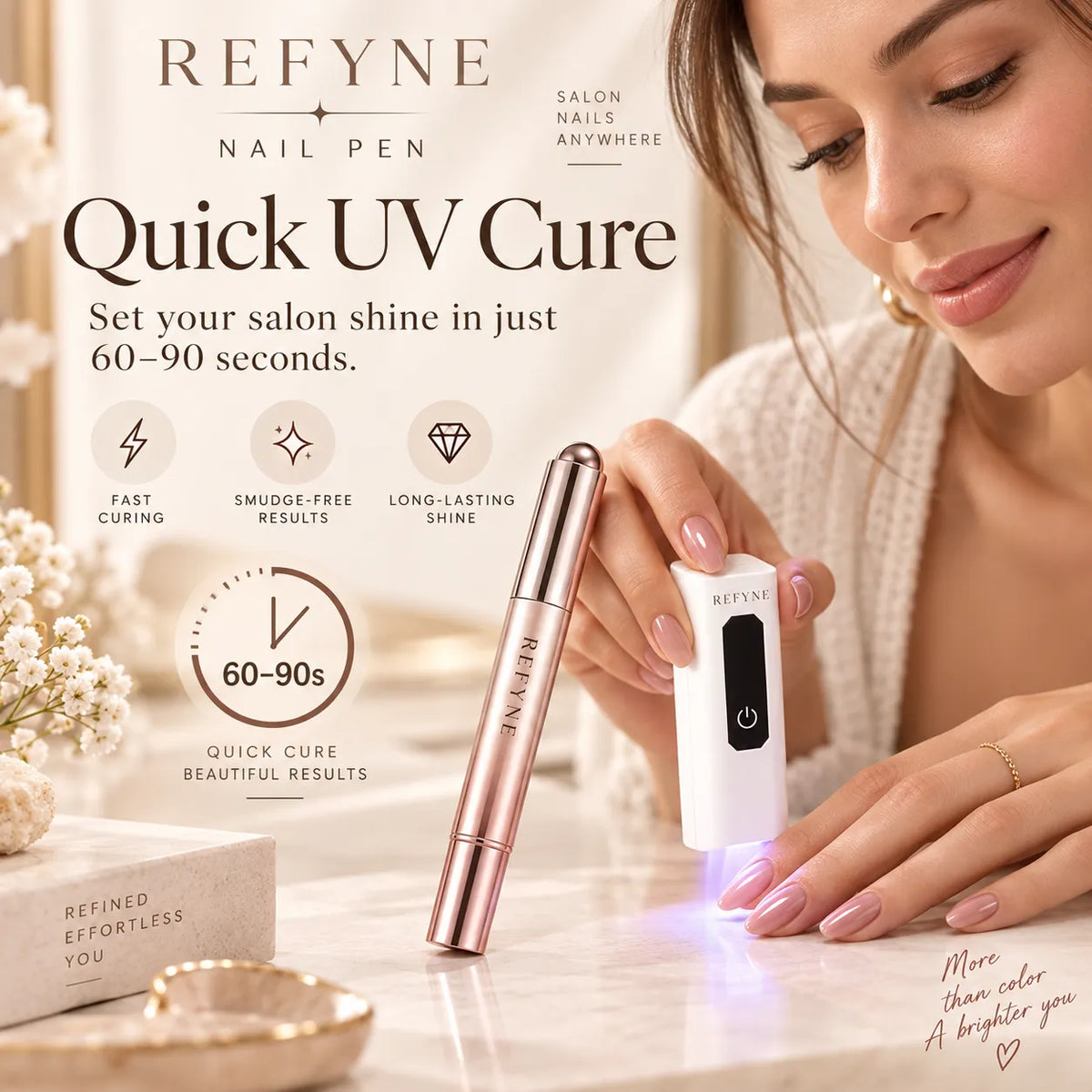 💅 3-in-1 Gel Nail Pen Kit – One-Step Manicure with Mini UV Lamp