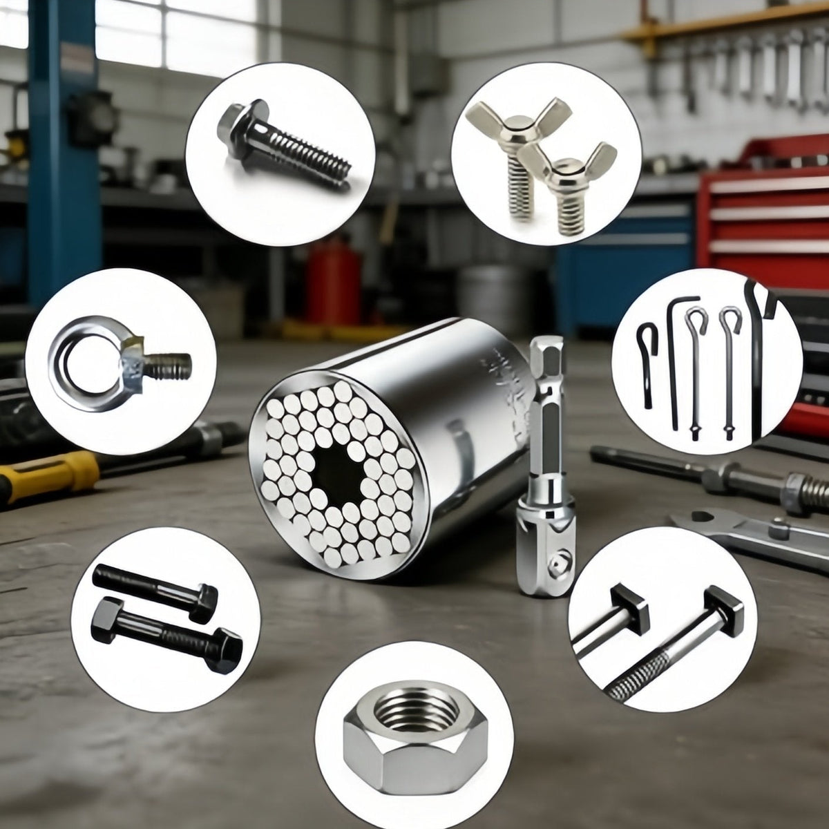 One Socket Fits 7–19 mm Nuts & Bolts