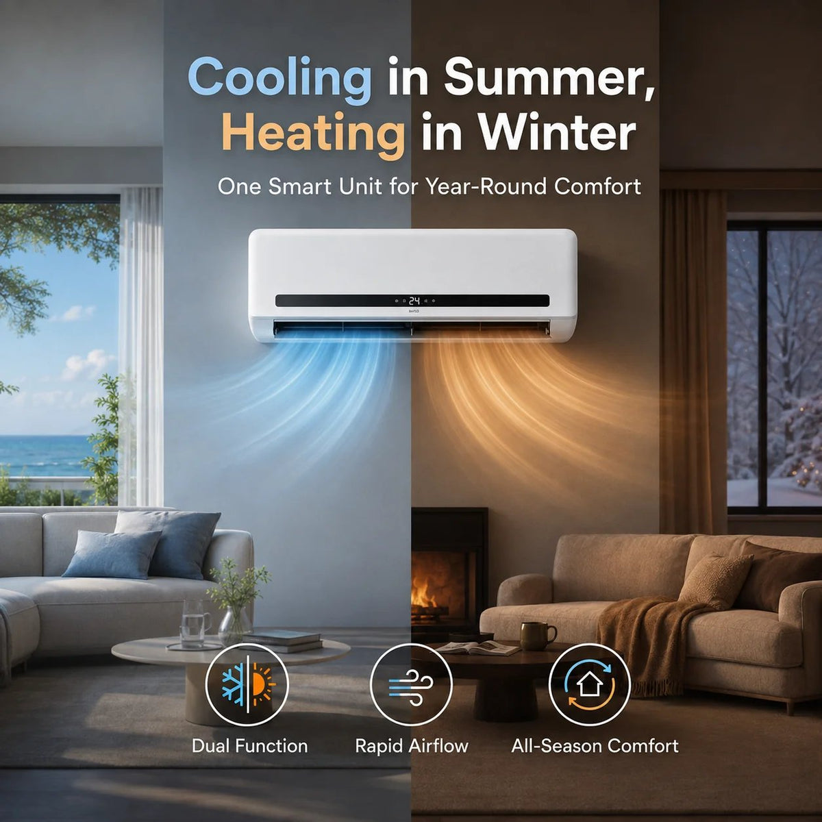 ♨️The Warmth You Need❄️🔥 2-in-1 Wall-Mounted Heater & Air Cooler | Built for Everyday Living🍃