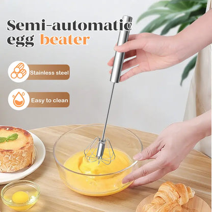 🔥 50% OFF Today 🥚 Semi-Automatic Push-Down Egg Whisk – Mix Faster With Less Effort ✨