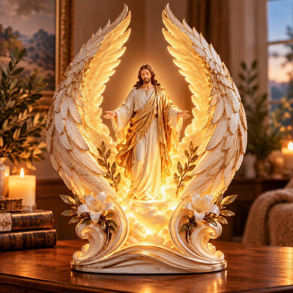 ✝️🕊️ Wings of Faith – Lighted Christian Faith Decor