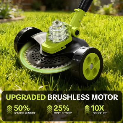 🌿 21V Cordless 3-in-1 Grass Trimmer, Edger & Mini Lawn Mower with 2 Batteries 🔋