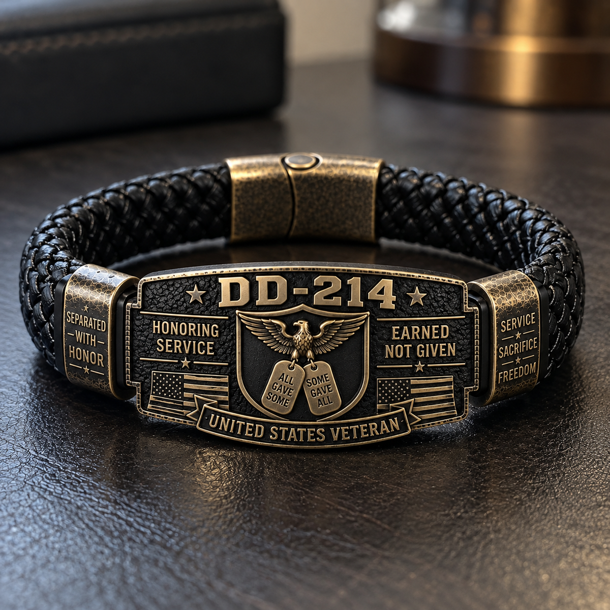 🎖️ Handmade DD-214 Veteran Honor Bracelet – "Earned, Not Given" Military Tribute 🇺🇸