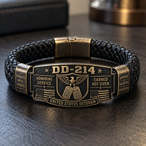 🎖️ Handmade DD-214 Veteran Honor Bracelet – "Earned, Not Given" Military Tribute 🇺🇸