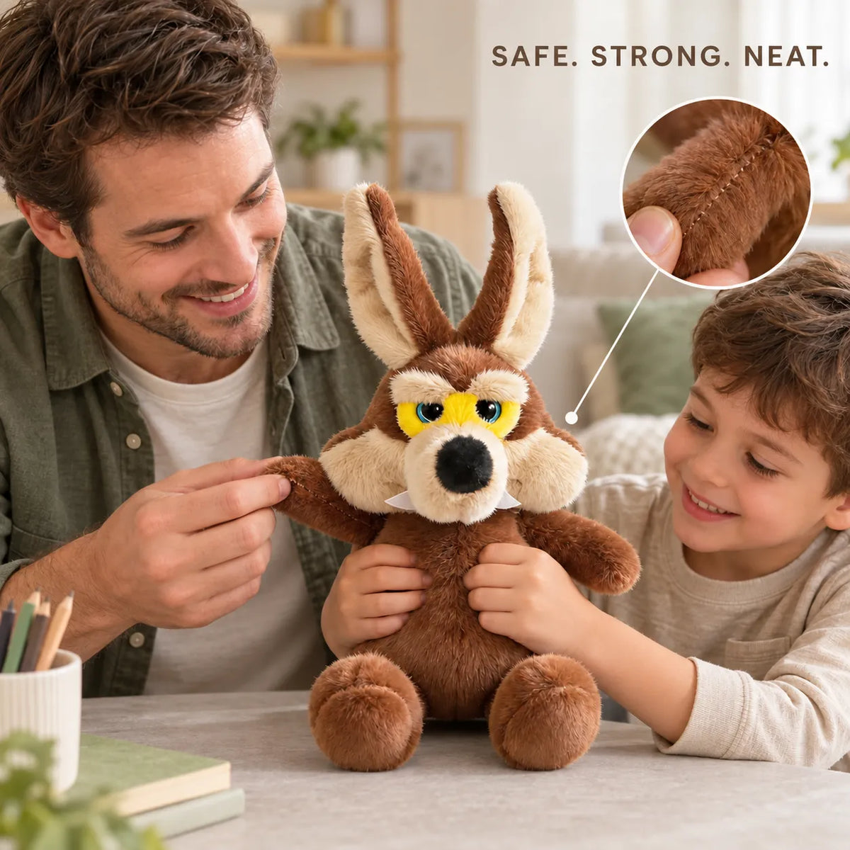🐺 Realistic Big-Eared Coyote Plush – Soft Woodland Stuffed Animal