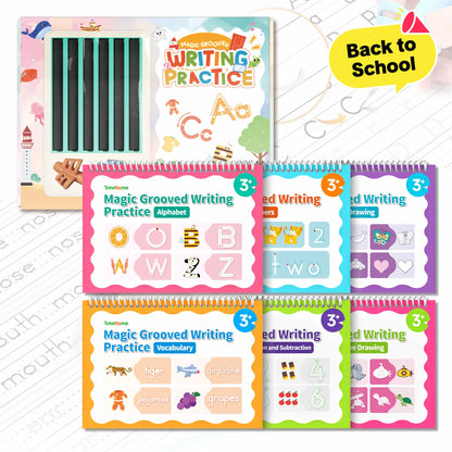 🔥 50% OFF ✏️ 6-in-1 Reusable Grooved Handwriting Workbook Set