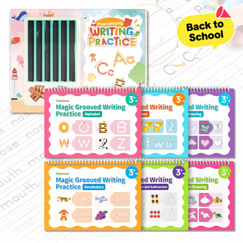 🔥 50% OFF ✏️ 6-in-1 Reusable Grooved Handwriting Workbook Set
