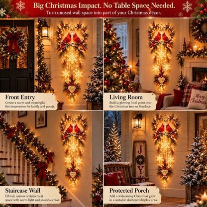 🐦✨ Two Hearts in Winter™ | Lighted Cardinal Christmas Wall Decor