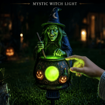 🔥Last Day 50% OFF – 🧙‍♀️✨Halloween Solar Witch Cauldron Garden Stake Light