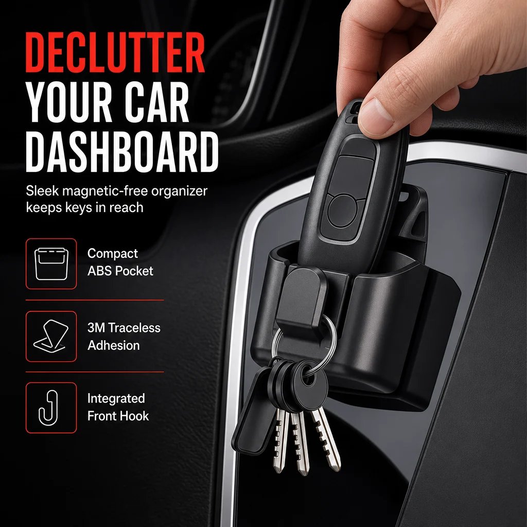 🚗 LAST CHANCE 50% OFF 10PCS Car Key Fob Holder – No-Drill Hook & Card Slot