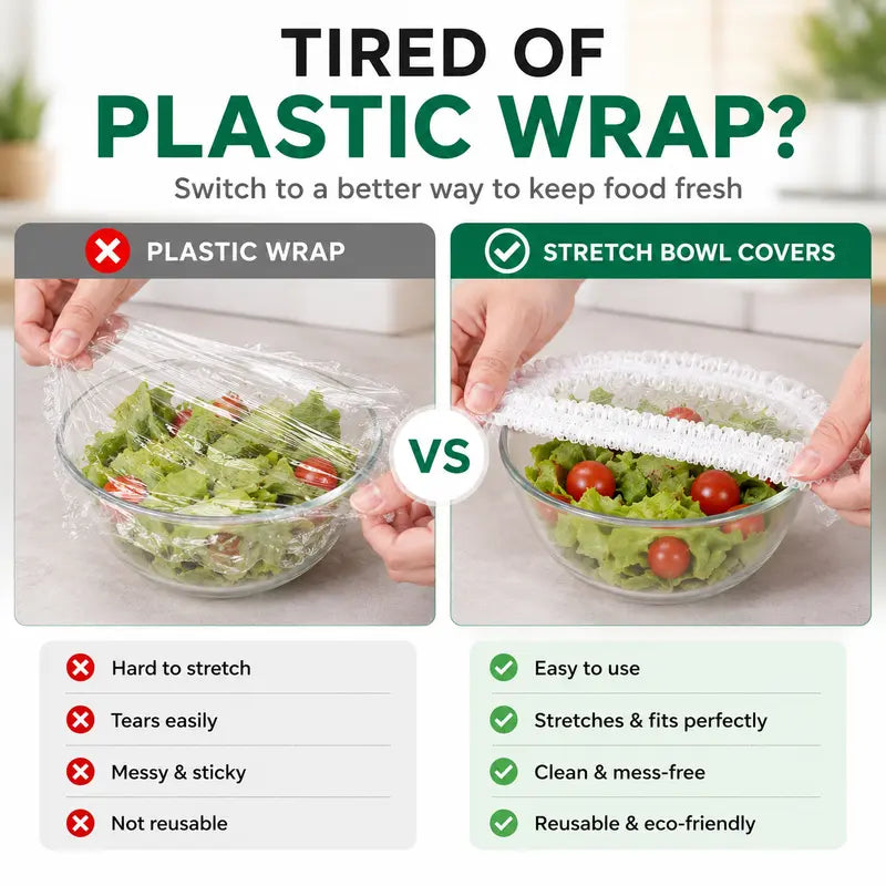 🌿 Save 50% Today ✨ 100PCS Elastic Stretch Food Covers – Quick-Fit Bowl & Plate Covers