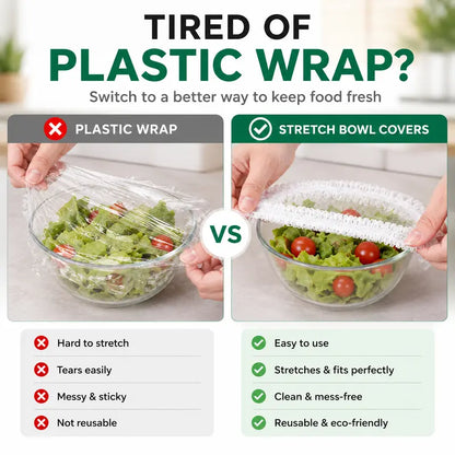 🌿 Save 50% Today ✨ 100PCS Elastic Stretch Food Covers – Quick-Fit Bowl & Plate Covers