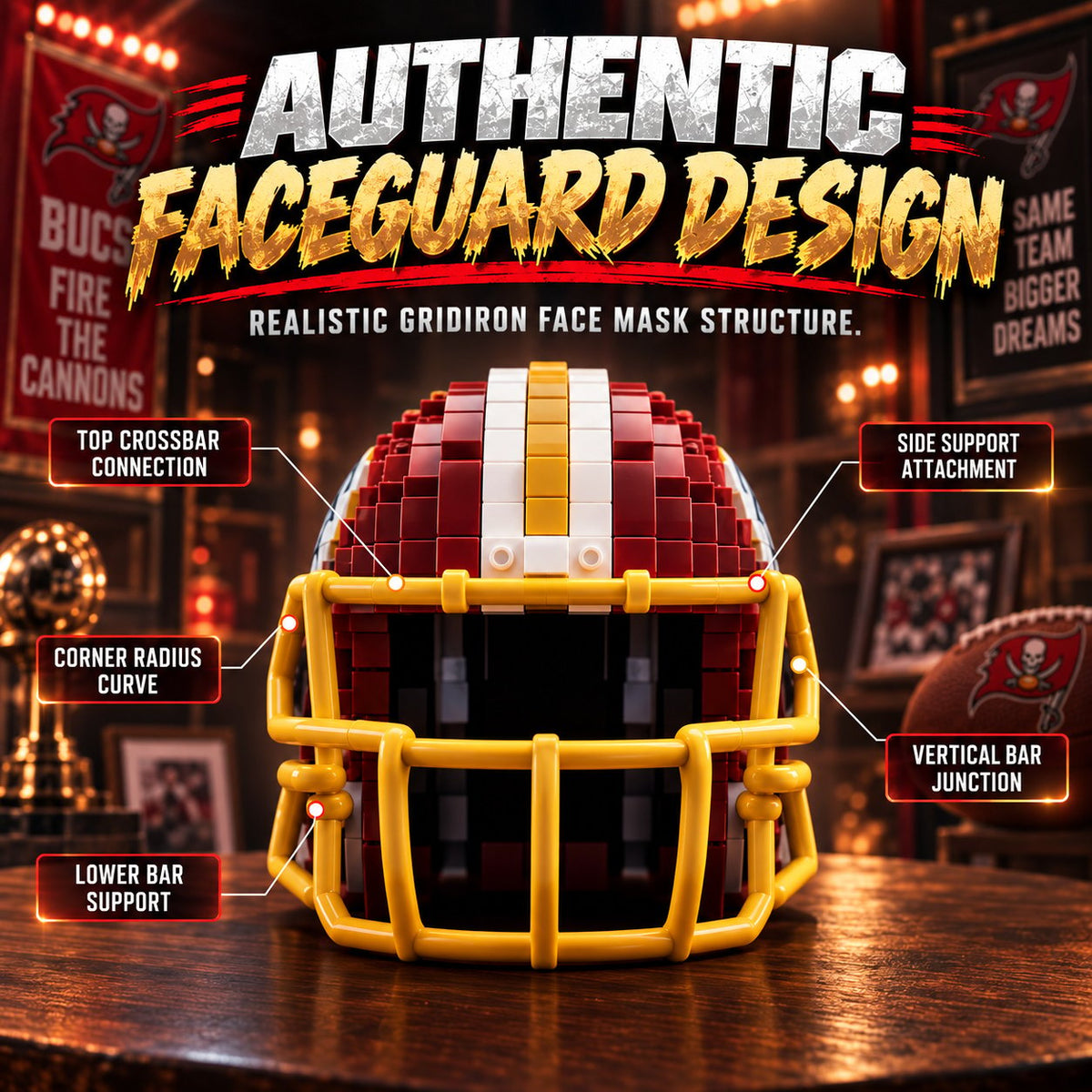 🏈 Building Block Football Helmet – 300+ Piece Collectible Construction Set