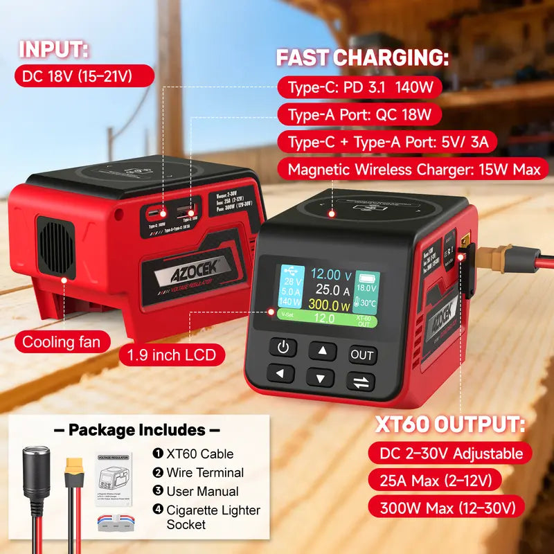 ⚒️Adjustable DC Power Hub for Milwaukee M18 Batteries | XT60, USB-C & Wireless Charging⚒️
