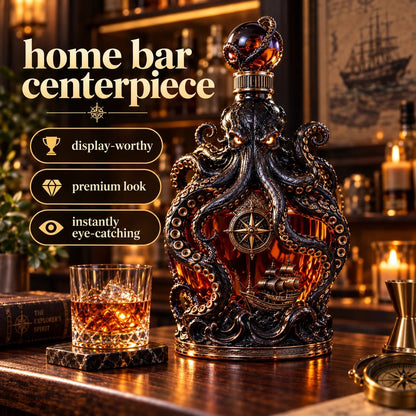 🔥Buy 2 Get 20% OFF🔥🐙Kraken Voyage Octopus Whiskey Decanter | Gothic Nautical Bar Centerpiece