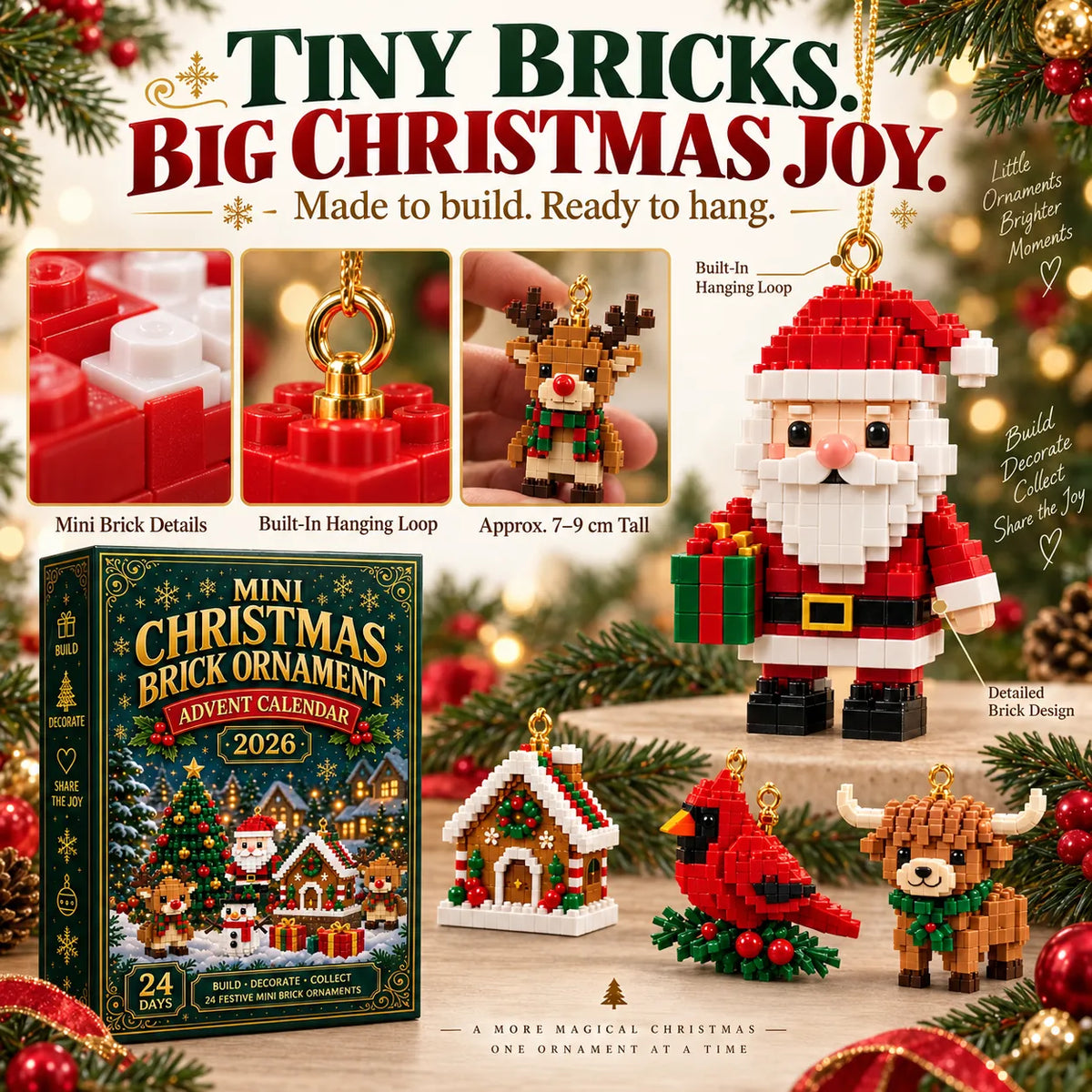 🔥 50% OFF – 24-Day Christmas Brick Ornament Advent Calendar 🎁 Build, Hang & Celebrate Every Day ✨