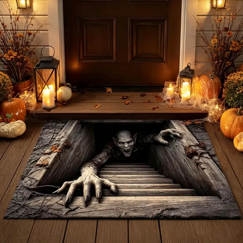 🎃 Festive 3D Visual Skull & Clown Horror Rug