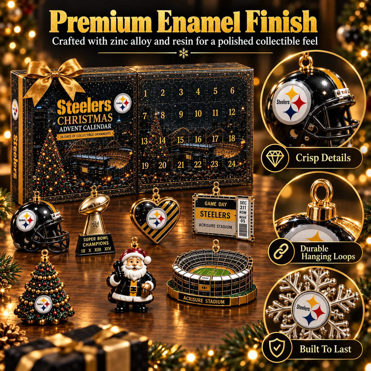 🏈 2026 Pittsburgh Football Advent Calendar – 24 Collectible Ornaments