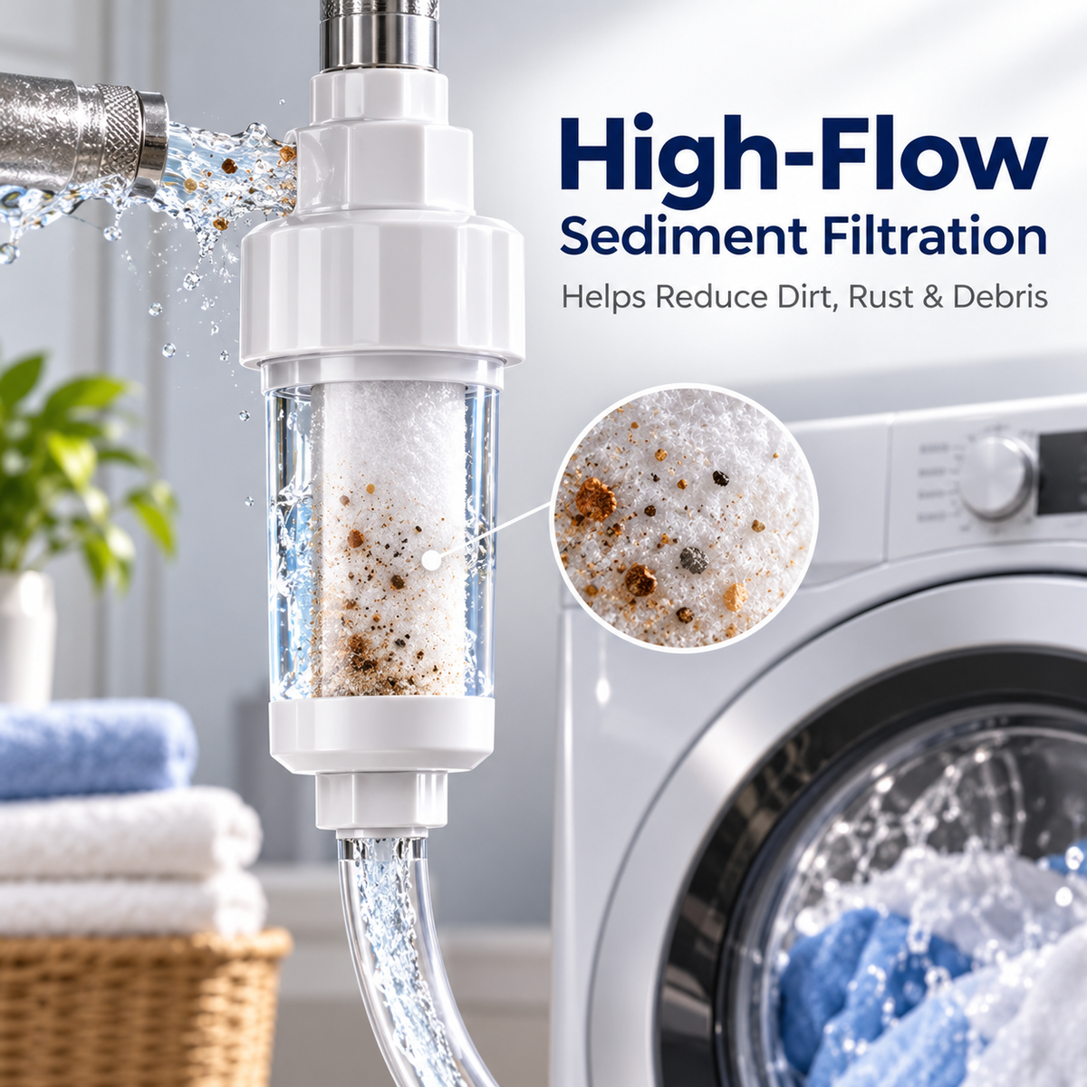 💧 Laundry Water Inlet Sediment Filter – 5-Micron Washing Machine Filter