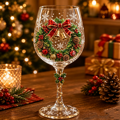 🎄 50% OFF 3D Christmas Glass Cup with Raised Holiday Artwork for Festive Drinks ✨