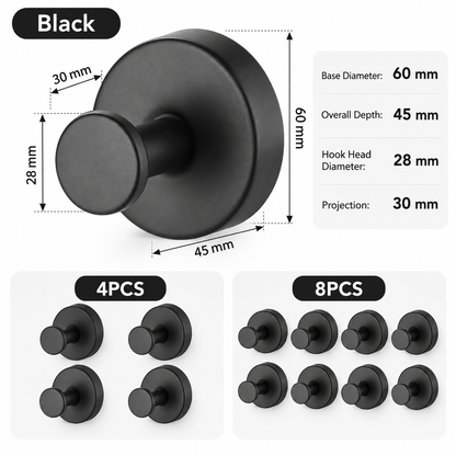 🔩 Heavy-Duty Matte Black Stainless Steel Vacuum Suction Hooks (15 LBS No-Drill) 🚿
