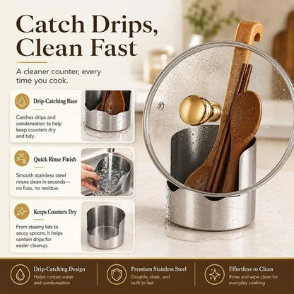 🍳 Multi-Purpose Stainless Steel Kitchen Utensil Rest & Pot Lid Holder Stand 🥢